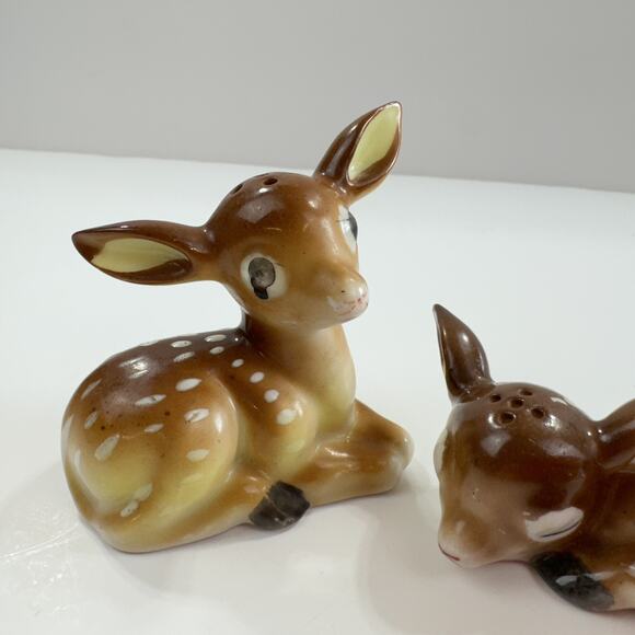 Vintage Spotted Fawn Salt & Pepper Shakers Occupied Japan Baby Deer San Diego - Picture 2 of 14